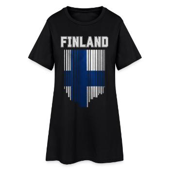 Flagge von Finnland, finnischer Stolz - Frauen T-Shirt-Kleid - Schwarz - Vorne