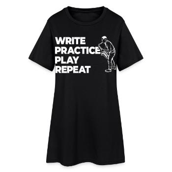 Écrire, s’entraîner, jouer, répéter - Robe T-shirt Femme - noir - Devant