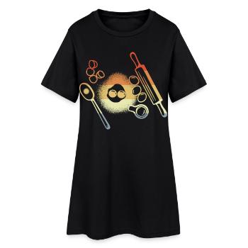 Backzutaten Vintage Look - Frauen T-Shirt-Kleid - Schwarz - Vorne