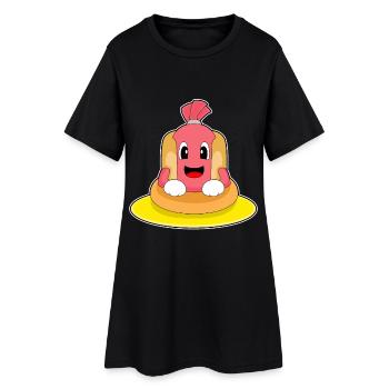 Hotdog Schwimmen Schwimmring Sommer - Frauen T-Shirt-Kleid - Schwarz - Vorne