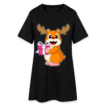 Hamster Christmas Package - Women’s T-Shirt Dress - black - Front