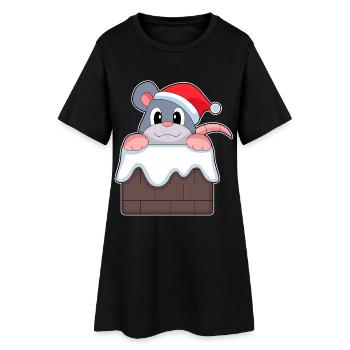 Chapeau de Noël de Souris - Robe T-shirt Femme - noir - Devant