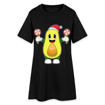 Avocado Weihnachten Lutscher - Frauen T-Shirt-Kleid - Schwarz - Vorne