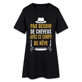 Chauves Cadeau Humour Citation Drôle - Robe T-shirt Femme - noir - Devant