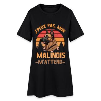 Je peux pas mon malinois berger belge m attend - Robe T-shirt Femme - noir - Devant