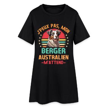 Humour chien de race berger australien - Robe T-shirt Femme - noir - Devant