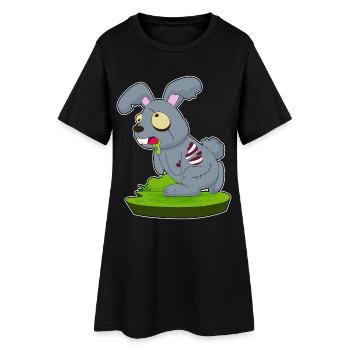 Hase Halloween Zombie - Frauen T-Shirt-Kleid - Schwarz - Vorne