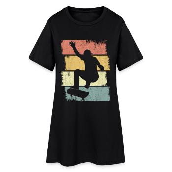 Dessin de garçon de skateboard - Robe T-shirt Femme - noir - Devant