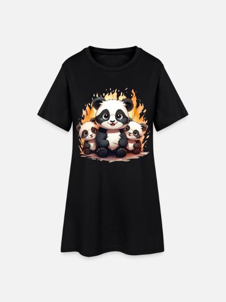 Baby panda squad - Women’s T-Shirt Dress - black