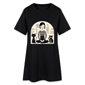 Yoga avec les chats - Robe T-shirt Femme - noir - Devant