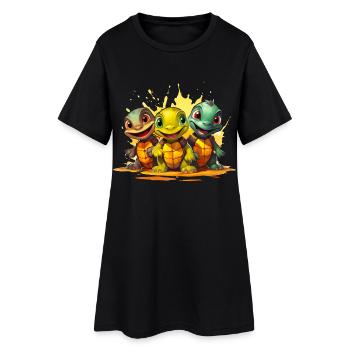 Escouade de bébés tortues - Robe T-shirt Femme - noir - Devant
