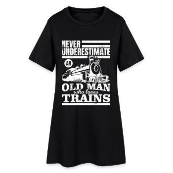 Ne sous-estimez jamais un vieil amateur de trains - Robe T-shirt Femme - noir - Devant
