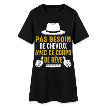 Chauve Cadeau Humour Citation Drôle 2024 - Robe T-shirt Femme - noir - Devant