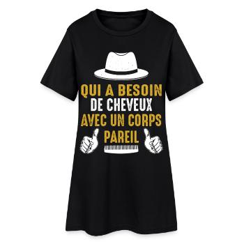 Qui a Besoin de Cheveux Cadeau Humour pour Chauve - Robe T-shirt Femme - noir - Devant