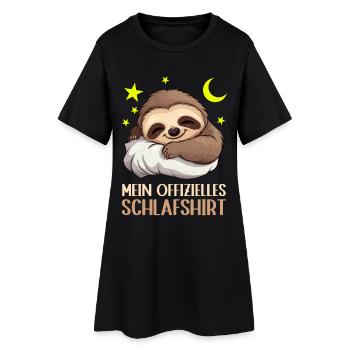 Süßes Faultier – Offizielles Schlafshirt - Frauen T-Shirt-Kleid - Schwarz - Vorne