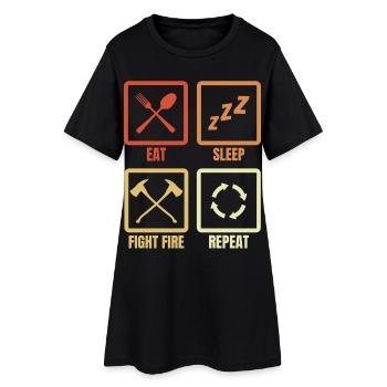 Manger, dormir, combattre le feu - Robe T-shirt Femme - noir - Devant