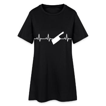 Hackbeil Herzschlag - Frauen T-Shirt-Kleid - Schwarz - Vorne
