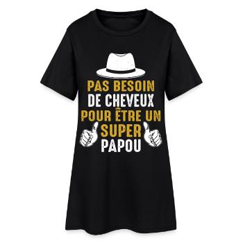 Papou Chauve Cadeau Humour Citation Drôle 2024 - Robe T-shirt Femme - noir - Devant
