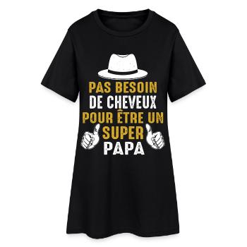 Papa Chauve Cadeau Humour Citation Drôle 2024 - Robe T-shirt Femme - noir - Devant
