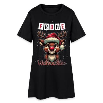 Frohe Weihnachten Rudolf das Rentier Adventszeit - Frauen T-Shirt-Kleid - Schwarz - Vorne