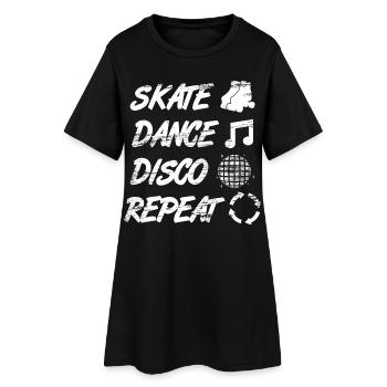 Rollschuh Disco - Frauen T-Shirt-Kleid - Schwarz - Vorne