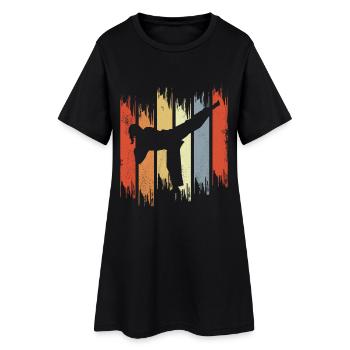 Vintage Karate Girl Skizze - Frauen T-Shirt-Kleid - Schwarz - Vorne
