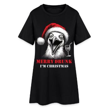 Merry Drunk I'm Christmas Bier Spruch Weihnachten - Frauen T-Shirt-Kleid - Schwarz - Vorne