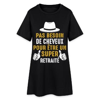Retraité Chauve Cadeau Humour Citation Drôle 2024 - Robe T-shirt Femme - noir - Devant