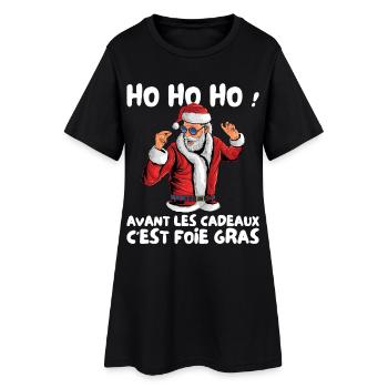 Pull Moche De Noël Père Noel Cadeaux Fois Gras - Robe T-shirt Femme - noir - Devant