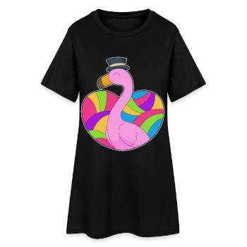 Cœur de flamant rose - Robe T-shirt Femme - noir - Devant