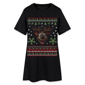 Renne heureux avec des lumières - Robe T-shirt Femme - noir - Devant