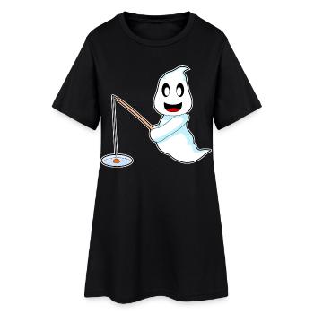 Pêche aux fantômes à Halloween - Robe T-shirt Femme - noir - Devant