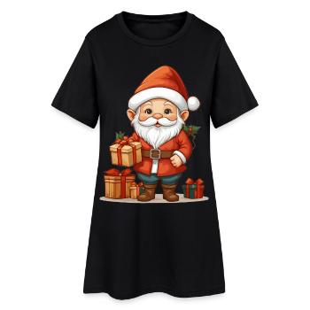 Weihnachts Wichtel - Frauen T-Shirt-Kleid - Schwarz - Vorne