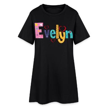 Nom personnalisé d’Evelyn - Robe T-shirt Femme - noir - Devant