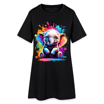 Éléphant Coloré - Bébé Éléphant Coloré - Robe T-shirt Femme - noir - Devant