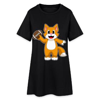 Katze American Football Sport - Frauen T-Shirt-Kleid - Schwarz - Vorne