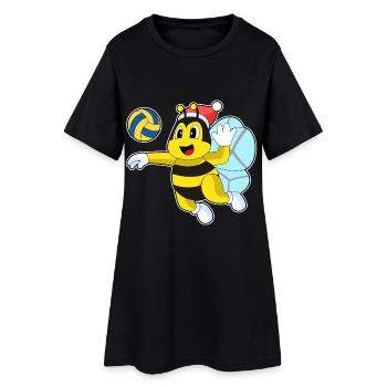 Volley-ball de Noël abeille - Robe T-shirt Femme - noir - Devant