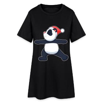 Yoga de Noël Panda - Robe T-shirt Femme - noir - Devant