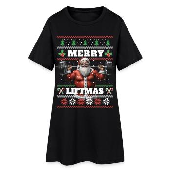 Merry Liftmas Pumper Bodybuilding Fitness Xmas - Frauen T-Shirt-Kleid - Schwarz - Vorne