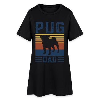 Pug Dad Dog Vintage Retro - Frauen T-Shirt-Kleid - Schwarz - Vorne