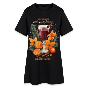 Glühwein mit Zimt - Frauen T-Shirt-Kleid - Schwarz - Vorne