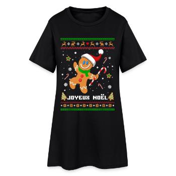 Joyeux Noël Pain D'épice Pull Moche De Noel - Robe T-shirt Femme - noir - Devant