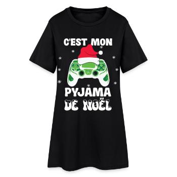 Pyjama de Noël Pour Gamer - Robe T-shirt Femme - noir - Devant
