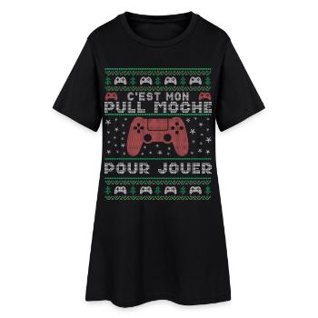 Pull Moche Noël GamerJeux Vidéo Gaming Ado Joueur - Robe T-shirt Femme - noir - Devant