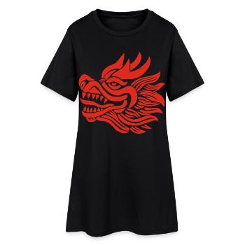 Tête de dragon chinois (rouge) - Robe T-shirt Femme - noir - Devant