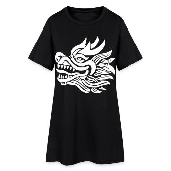 Tête de dragon chinois (blanc) - Robe T-shirt Femme - noir - Devant