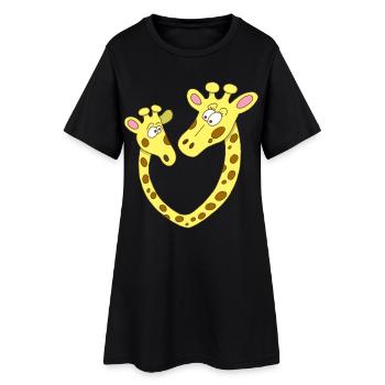 Giraffenherz - Frauen T-Shirt-Kleid - Schwarz - Vorne