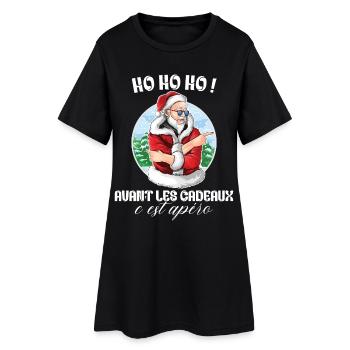 Apéro Cadeaux Pull Moche De Noël Famille Noel - Robe T-shirt Femme - noir - Devant