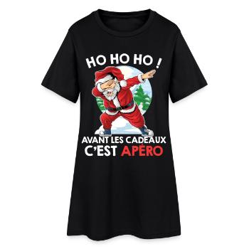 AVANT LES CADEAUX C EST APÉRO PULL MOCHE NOEL - Robe T-shirt Femme - noir - Devant