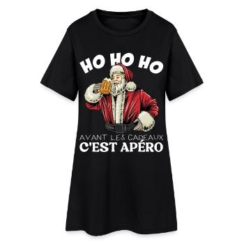 Avant Les Cadeaux C'est Apéro - Pull Moche De Noël - Robe T-shirt Femme - noir - Devant